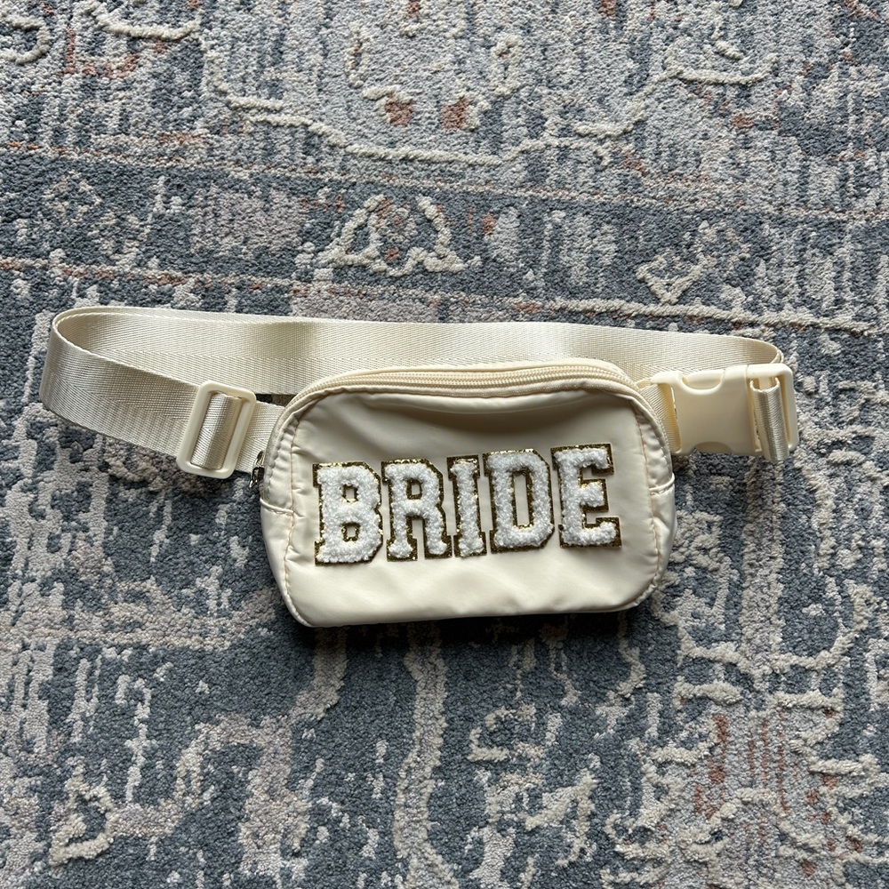 Bride Embellished Cream Belt Bag